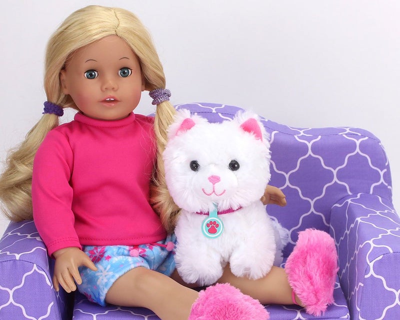 Sophia's 18" Doll 10 pc. White Plush Kitten, Carrier, and Accessories - Image 2